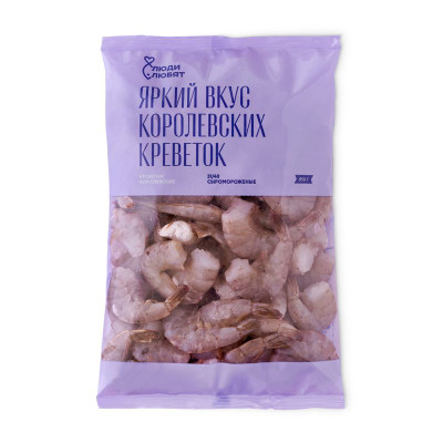 Изображение товара Креветки Люди Любят Королевские белоногие без головы свежемороженые 31/40, 850г