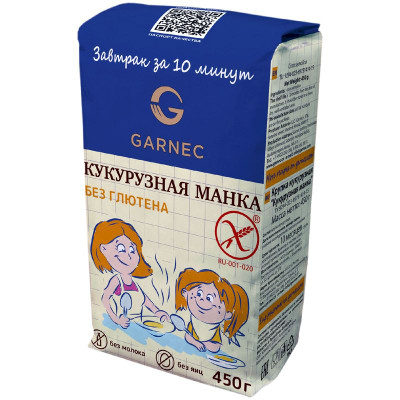 Изображение товара Крупка кукурузная Garnec Кукурузная манка, 450г