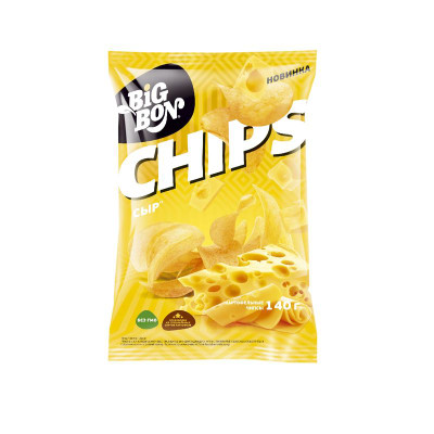 Изображение товара Чипсы Big Bon со вкусом сыра из натурального картофеля, 140г