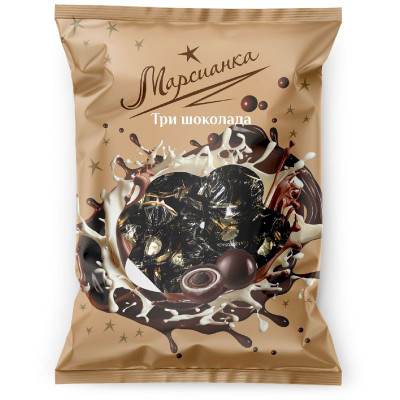 Изображение товара Конфеты Марсианка Три шоколада с кремовыми начинками глазированные, 200г