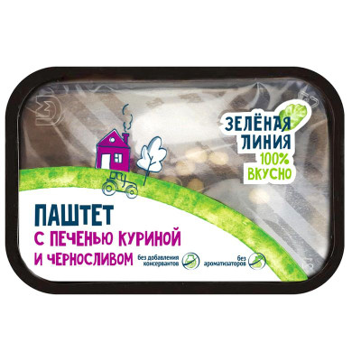 Изображение товара Паштет с куриной печенью и черносливом категории Б Зелёная Линия, 160г