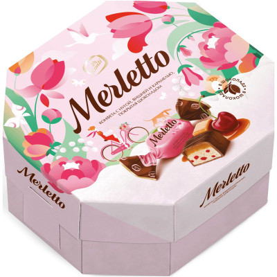 Изображение товара Конфеты Konti Merletto с нугой, вишней и карамелью глазированные,150г