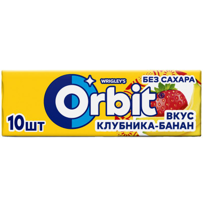 Изображение товара Жевательная резинка Orbit Клубника-банан без сахара, 13.6г