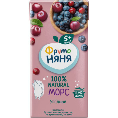 Изображение товара Морс ФрутоНяня клюква-черника-вишня, 200мл