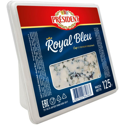 Изображение товара Сыр President Royal Bleu с голубой плесенью 55%, 125г