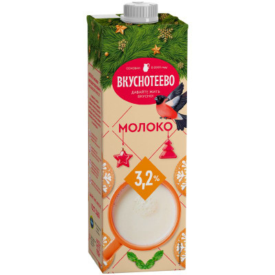 Изображение товара Молоко Вкуснотеево ультрапастеризованное 3.2%, 950мл