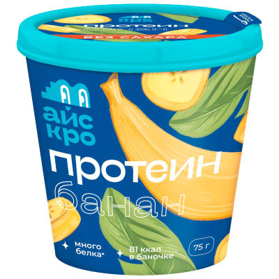 Изображение товара Мороженое Айскро Протеин банан без сахара 2%, 75г