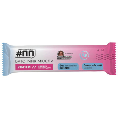 Изображение товара Батончик ПП мюсли со вкусом Личи с белым шоколадом, 30г