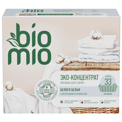 Изображение товара Порошок BioMio с кислородным отбеливателем для стирки белого белья концентрат, 1кг