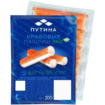 Изображение товара Палочки крабовые Путина Эко пастеризованные охлаждённые, 200г