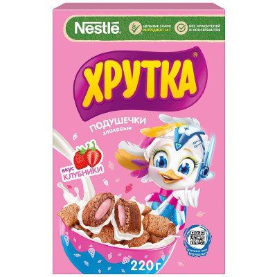 Изображение товара Подушечки злаковые Хрутка со вкусом клубники, 220г