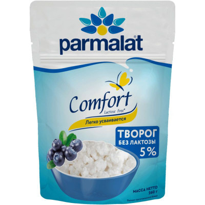 Изображение товара Творог Parmalat Comfort Рассыпчатый безлактозный 5%, 260г