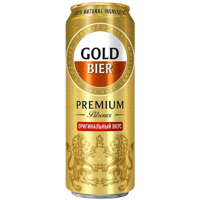 Изображение товара Пиво Gold Bier Premium светлое пастеризованное 4,8%, 430мл