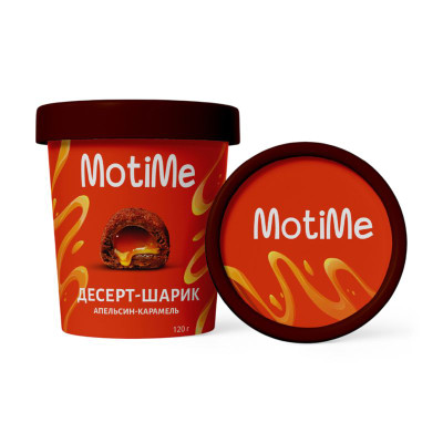Изображение товара Десерт-шарик Motime Апельсин-карамель замороженный, 120г