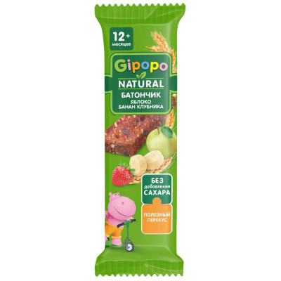 Изображение товара Батончик детский Gipopo Яблоко-Банан-Клубника с 12 месяцев, 20г
