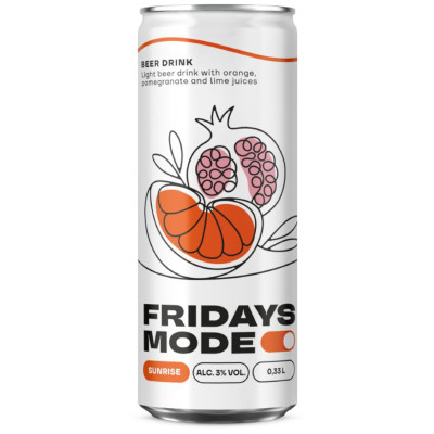 Изображение товара Пивной напиток Fridays Mode Sunrise пастеризованный 3%, 330мл