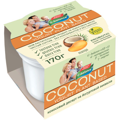 Изображение товара Десерт G-Balance кокосовый с йогуртовой закваской манго-маракуйя, 170г
