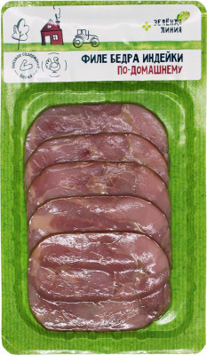 Изображение товара Филе По-домашнему бедра индейки копчёно-варёное Зелёная Линия, 100г