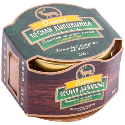 Изображение товара Паштет Лесная Диковинка из мяса оленя с морковью, 200г