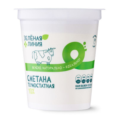 Изображение товара Сметана термостатная 10% Зелёная Линия, 300г