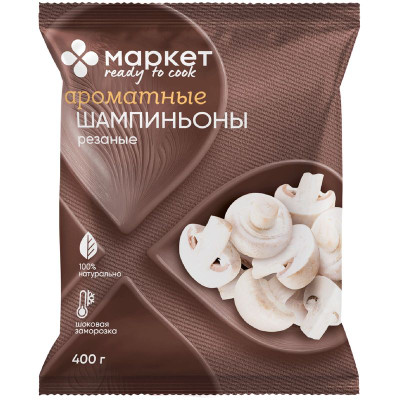 Изображение товара Грибы Шампиньоны резаные замороженные Маркет, 400г