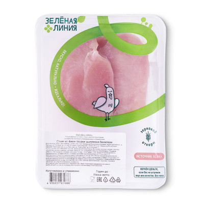 Изображение товара Стейк из филе грудки мяса цыплят-бройлеров охлаждённый Зелёная Линия, 450г