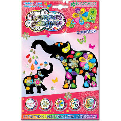 Изображение товара Набор для творчества Клеvер антистресс-декорирование стикерами слоники 5+