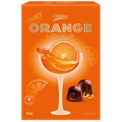 Изображение товара Конфеты Dimler в тёмном шоколаде с алкогольной начинкой из апельсинового ликёра, 150г