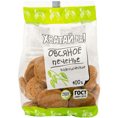 Изображение товара Печенье Хватай-Ка Овсяное классическое, 400г