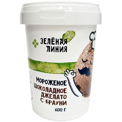 Изображение товара Мороженое Шоколадное Джелато с Брауни молочное 4.5% Зелёная Линия, 600г