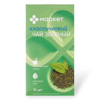 Изображение товара Чай зелёный байховый Маркет, 15*2г