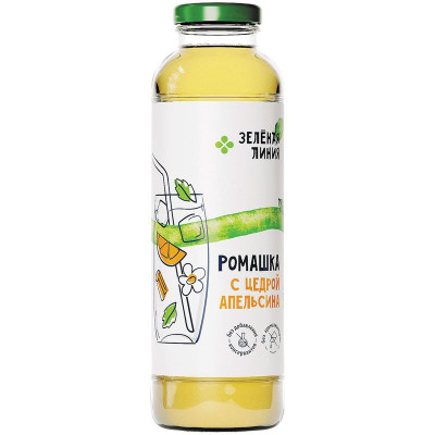 Изображение товара Холодный чай Ромашка цедра апельсина-имбирь-корица-лемонграсс-валериана Зелёная Линия, 400мл