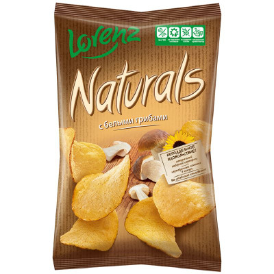 Изображение товара Чипсы картофельные Naturals со вкусом белых грибов, 100г