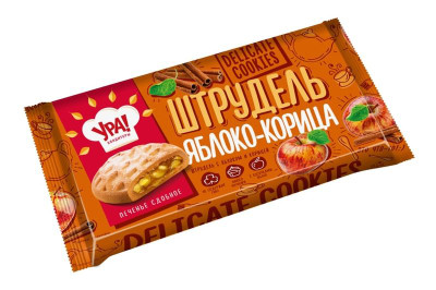 Изображение товара Печенье Ура! Кондитеры Штрудель с яблоком-корицей, 255г