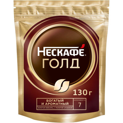 Изображение товара Кофе Nescafé Gold натуральный растворимый с добавлением молотого, 130г