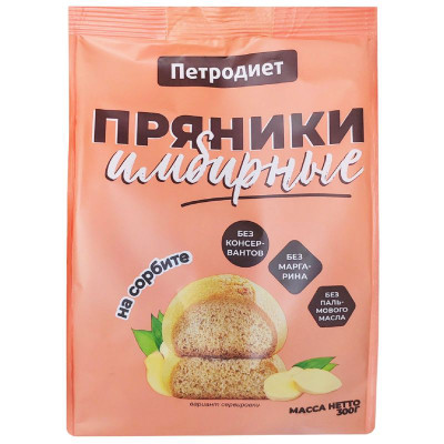 Изображение товара Пряники Петродиет Имбирные на сорбите, 300г