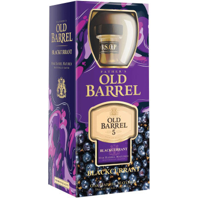 Изображение товара Аперитив Father's Old Barrel Чёрная смородина 35% в подарочной упаковке с бокалом, 500мл