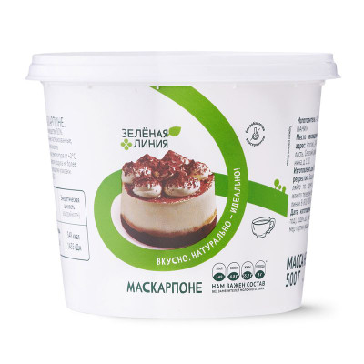 Изображение товара Сыр Маскарпоне мягкий 80% Зелёная Линия, 500г