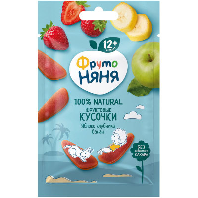 Изображение товара Фруктовые кусочки ФрутоНяня яблоко-клубника-банан, 15г
