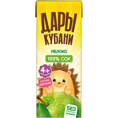 Изображение товара Сок Дары Кубани яблочный восстановленный осветлённый, 200мл