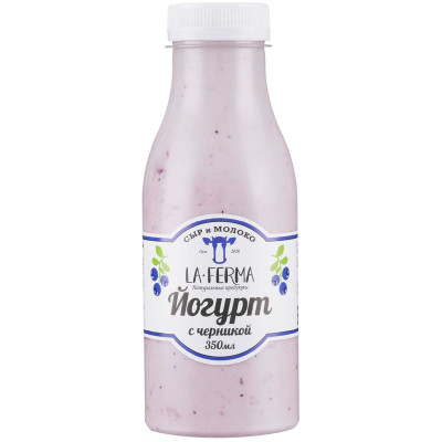 Изображение товара Йогурт La Ferma с фруктовым наполнителем Черника 3-4.5%, 350мл