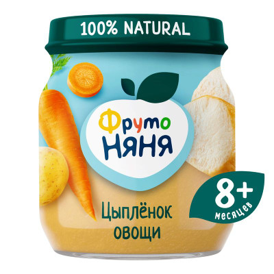 Изображение товара Пюре ФрутоНяня из цыплёнка и овощей с 8 месяцев, 100г