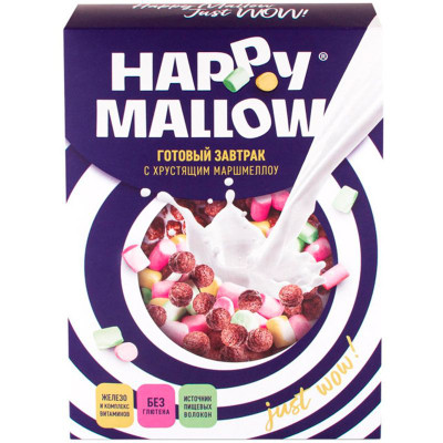 Изображение товара Шарики кукурузные Happy Mallow глазированные обогащённые витаминами и железом с Crispy, 240г