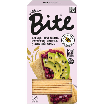 Изображение товара Хлебцы Take a Bite кукурузно-рисовые с морской солью хрустящие, 150г