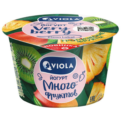 Изображение товара Йогурт Viola Very Berry Тропические фрукты 2.6%, 180г