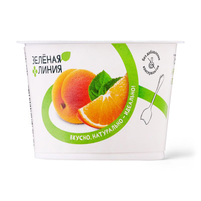 Изображение товара Творог Мягкий абрикос-апельсин 3% Зелёная Линия, 100г