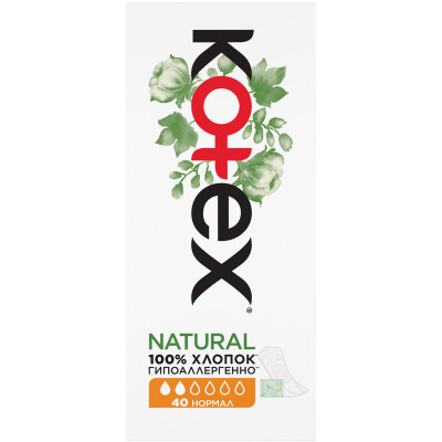 Изображение товара Прокладки ежедневные Kotex Natural Normal, 40шт