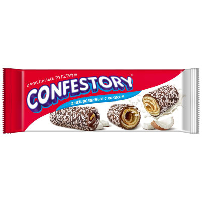 Изображение товара Рулетики Confestory вафельные с кокосом глазированные, 120г