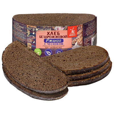 Изображение товара Хлеб Хлебное Местечко Ржаной с чесноком ржано-пшеничный на закваске бездрожжевой заварной, 270г