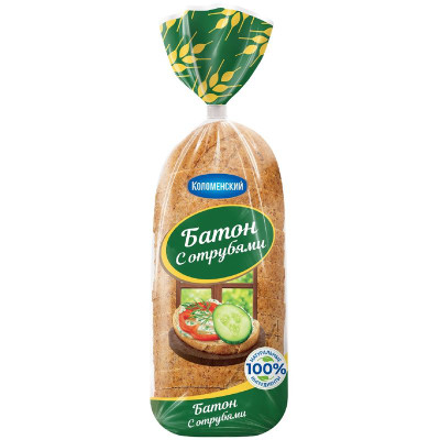 Изображение товара Батон Коломенское с отрубями, 300г
